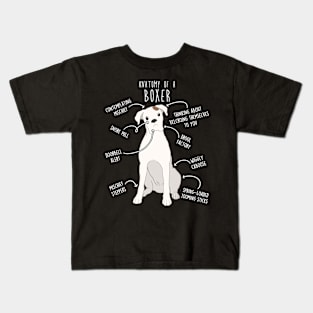 Boxer Dog White Check Anatomy Kids T-Shirt